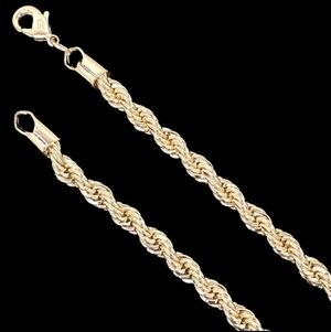 18k Italian Gold Filled 6mm 24 Inch Rope Chain Tarnish Free